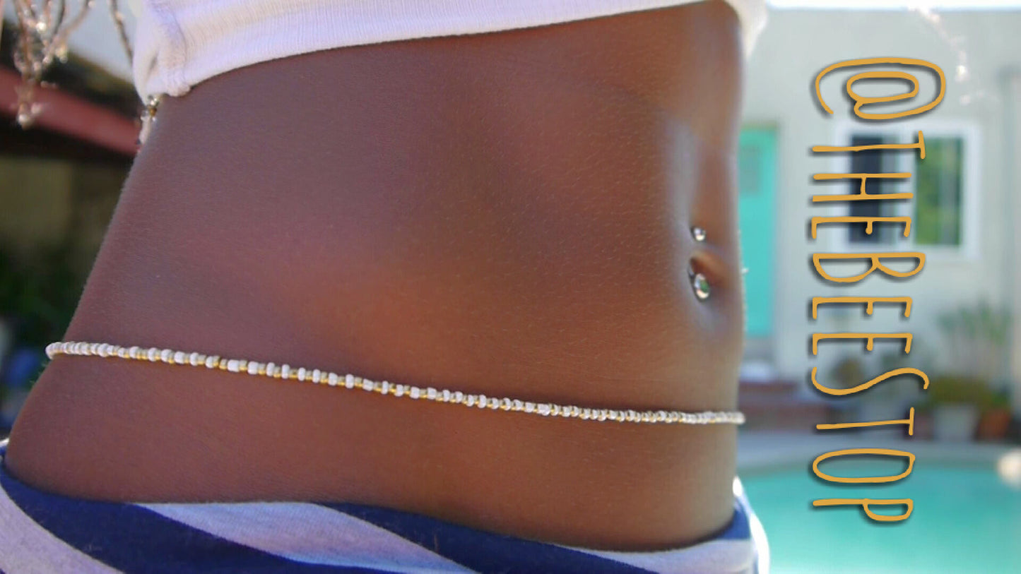Gold n' White 》 Waist Beads