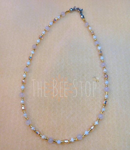 Rose Quartz + Pearl》 Necklace