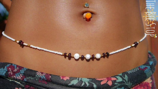 Garnet n' Pearls 》Waist Beads