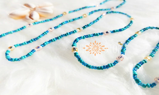 Wavy  Blue 》Waist Beads