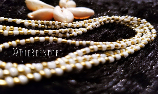 Gold n' White 》 Waist Beads