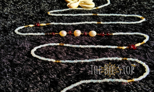 Garnet n' Pearls 》Waist Beads